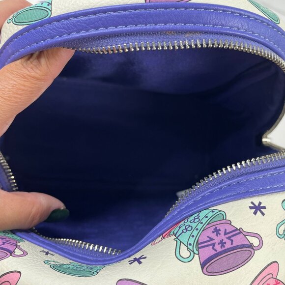 Disney Loungefly Mini Backpack Mad Tea Party Teacup Print Purple & Multicolor - Picture 6 of 6